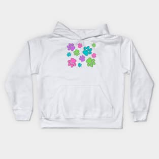 Kids Pawprint Pattern – Purple Pink Blue Green Kids Hoodie